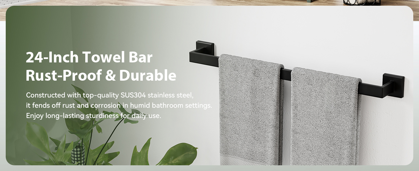 10-Pieces Matte Black Bathroom Accessories Set, 24 Inch Bathroom Hardware Set, SUS304 Stainless Steel Bath Towel Bar Set, Towel Racks for Bathroom Wall Mounted