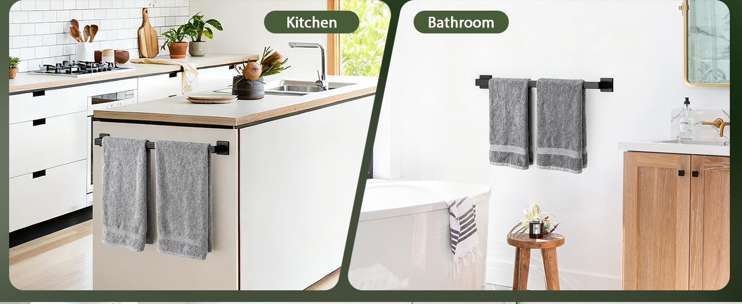 10-Pieces Matte Black Bathroom Accessories Set, 24 Inch Bathroom Hardware Set, SUS304 Stainless Steel Bath Towel Bar Set, Towel Racks for Bathroom Wall Mounted