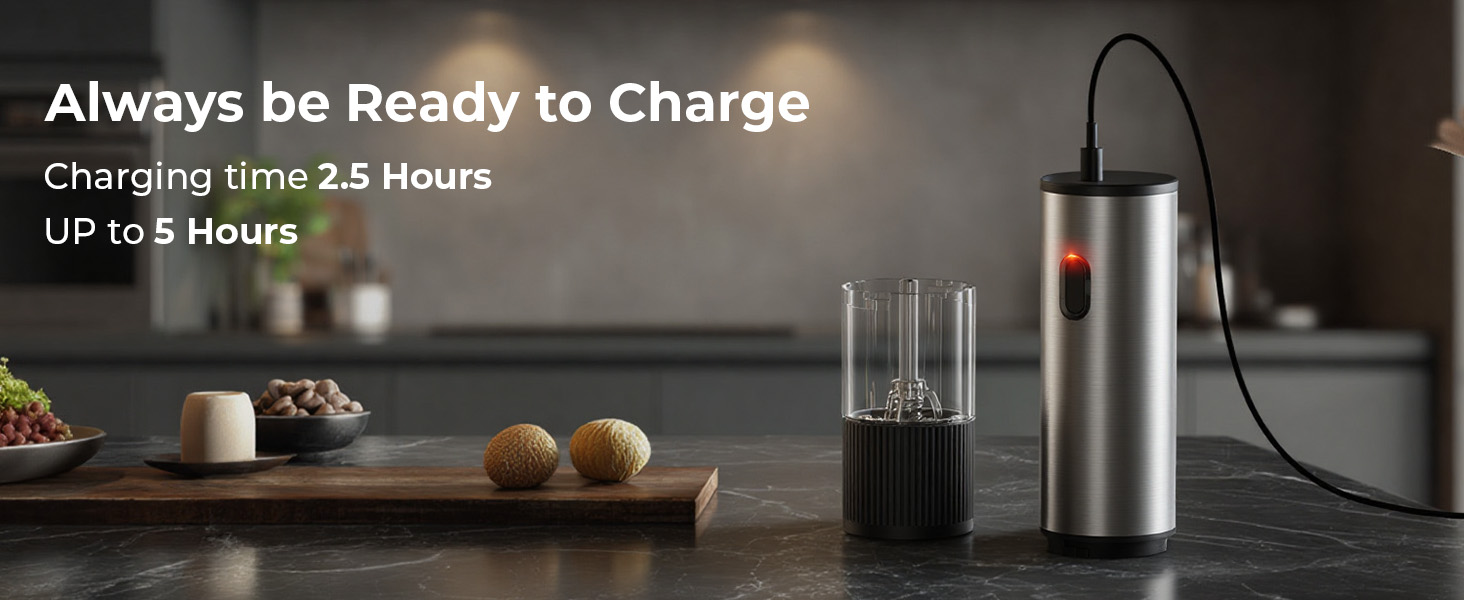 Electric Salt and Pepper Grinder Set, USB Rechargeable Salt and Pepper Shaker with LED Light, Stainless Steel Adjustable Automatic Pepper Mill for Kitchen, Dining