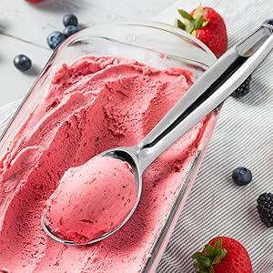 Zinc Alloy Ice Cream Scoop with Hook, Heavy-Duty One-Piece Design for Effortless Scooping, Comfortable to Hold