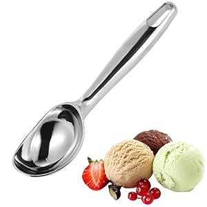 Zinc Alloy Ice Cream Scoop with Hook, Heavy-Duty One-Piece Design for Effortless Scooping, Comfortable to Hold