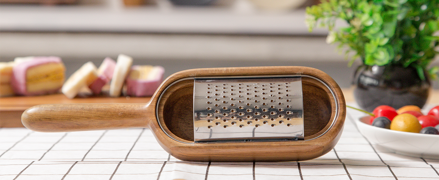 Wooden Cheese Grater with Handles - Kitchen Grater Wooden Shredder, Citrus Zester, Perfect for Hand Held Cheese Grater, Lemon and Chocolate, Cheese Tool