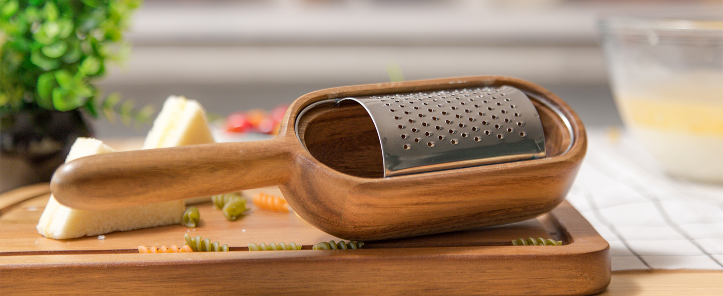Wooden Cheese Grater with Handles - Kitchen Grater Wooden Shredder, Citrus Zester, Perfect for Hand Held Cheese Grater, Lemon and Chocolate, Cheese Tool