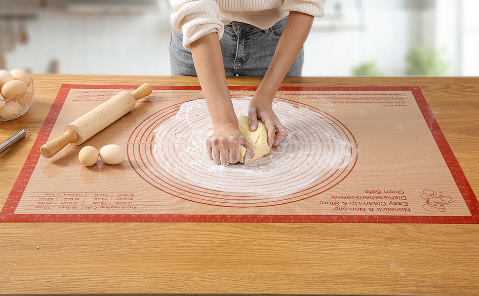 Silicone Pastry Mat 36x24 Inch Extra Large Baking Mat with Measurements, Nonstick Kitchen Counter Mats for Dough, Pastry, Dough Rolling, Kneading Board, Pie Crust, Fondant, Bread, Pasta, Pizza