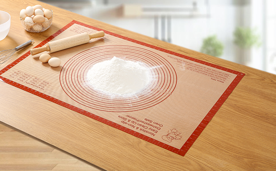 Silicone Pastry Mat 36x24 Inch Extra Large Baking Mat with Measurements, Nonstick Kitchen Counter Mats for Dough, Pastry, Dough Rolling, Kneading Board, Pie Crust, Fondant, Bread, Pasta, Pizza