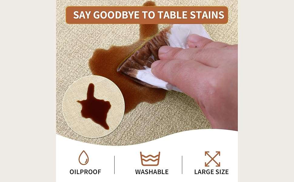 Faux Leather Placemats Set of 6, 12 X 17 Inch - Vinyl Heat Resistant Place Mats 100% Waterproof Oilproof Reversible Wipeable PU Table Mats for Kitchen, Dining, Outdoor/Indoor (Beige,6)