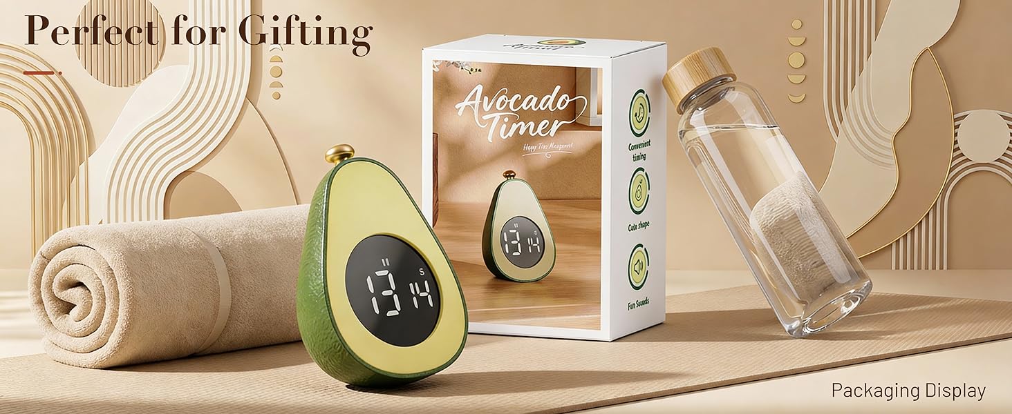 Digital Visual Timer Kitchen Timer for Yoga, Exercise, 99-Minute Silent Countdown, Time Management Tool with Pause Function (Avocado)
