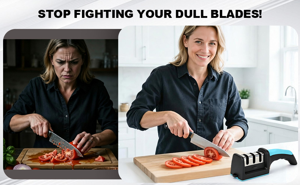 Premium 3-Stage Knife Sharpener - Professional Repair, Restore & Polish for Kitchen Knives, Razor Sharp in Seconds, with Ergonomic Grip for Perfect Control