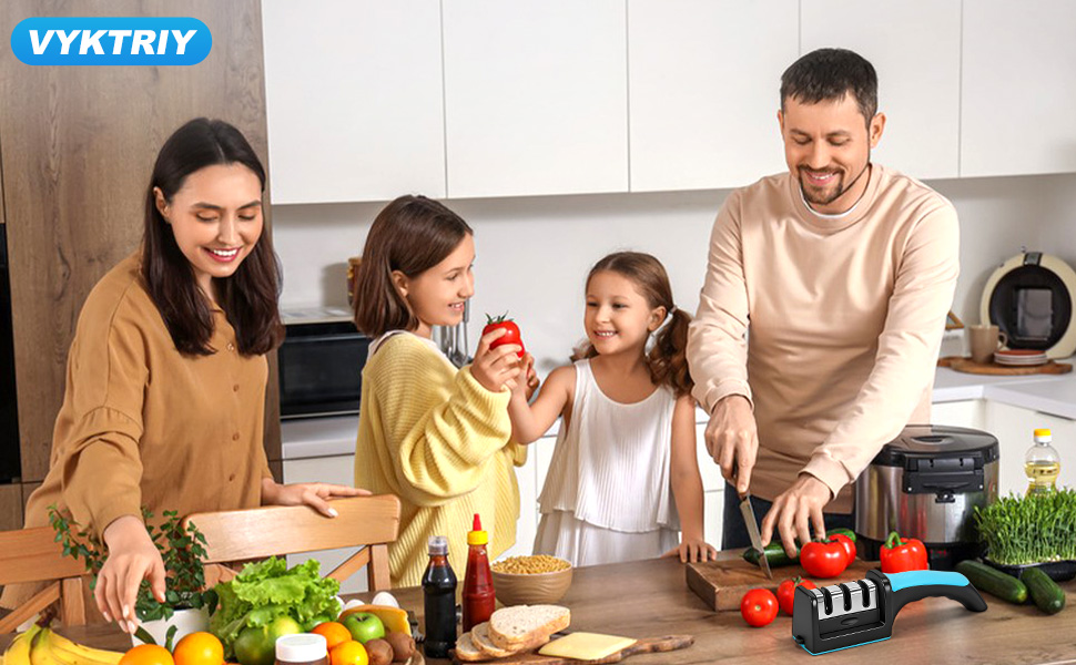 Premium 3-Stage Knife Sharpener - Professional Repair, Restore & Polish for Kitchen Knives, Razor Sharp in Seconds, with Ergonomic Grip for Perfect Control