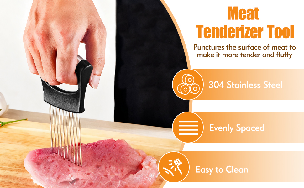 Onion Holder for Slicing, Stainless Steel Onion Slicer, Onions Slicer Holder with Protective Cover, Multi-Use Vegetable Chopper for Onions Tomatoes Avocados Potato Eggs Kiwifruit Meat Lemon