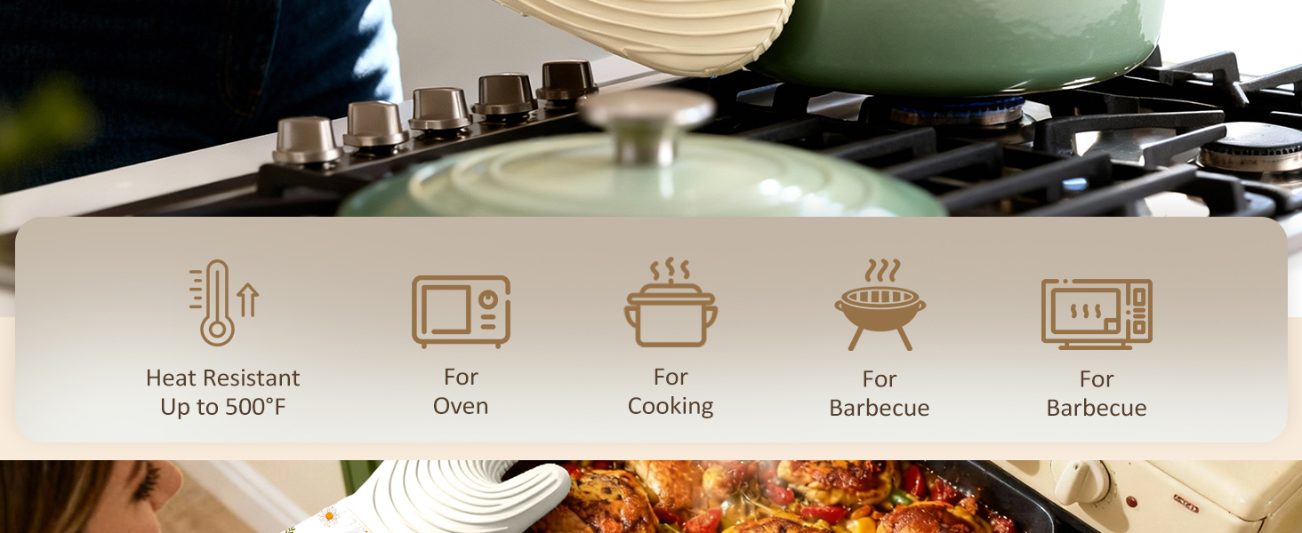 Slohif Long Silicone Oven Mitts Heat Resistant for Women - 2 Pcs Strawberry 100% Cotton Oven Gloves, Non-Slip and Waterproof Silicone Oven Mitts with Hanger for Baking and Cooking