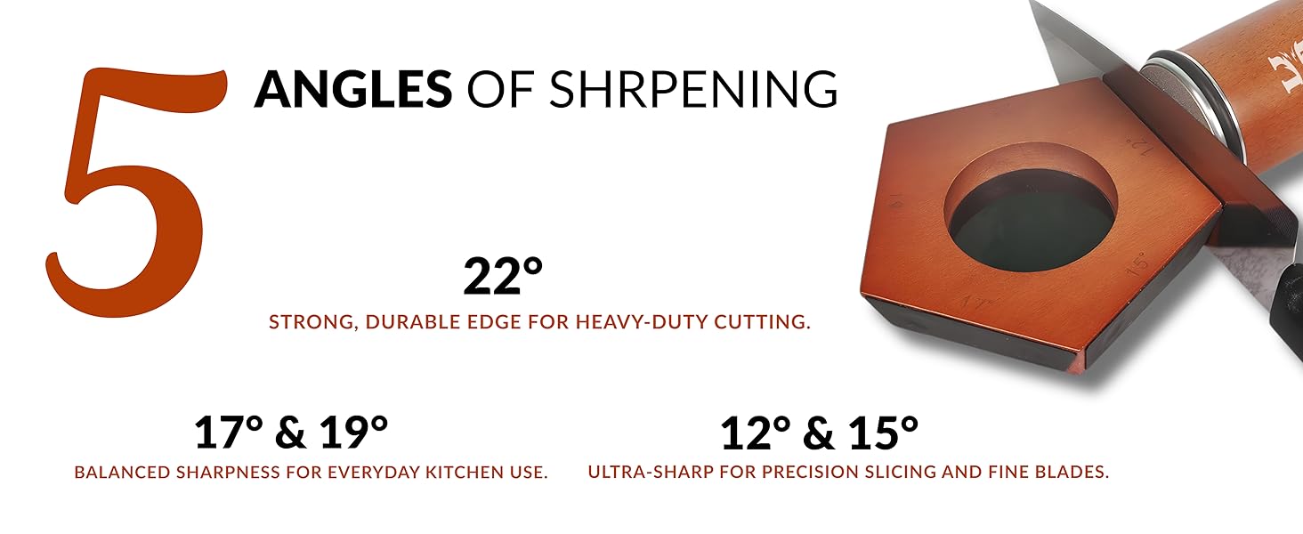 5 Angles High Carbon Stainless Steel Rolling Knife Sharpener with 400, 1000 & 3000 Replacement Discs - Blunt Knife Sharpening Kit with 12°, 15°, 17°, 19° and 22° Sharpening for Kitchen & Chef's Knives
