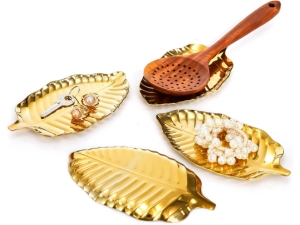 4 Pack Gold Leaf Spoon Rest, 6.7