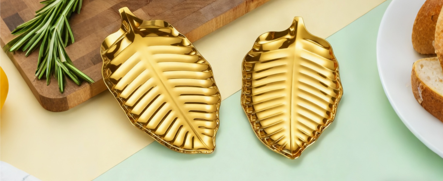 4 Pack Gold Leaf Spoon Rest, 6.7