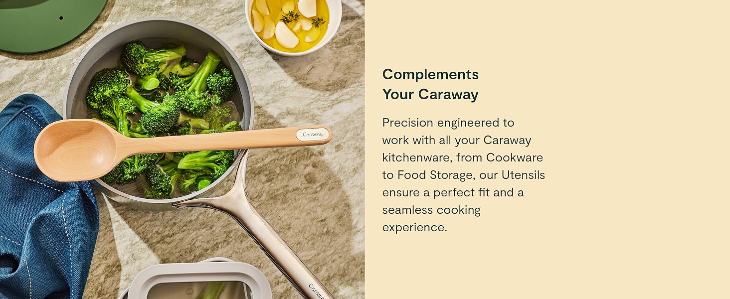 Caraway 4-Piece Mini Wooden Kitchen Utensils Set for Cooking, Serving, and Plating - Includes Mini Spoon, Scraper, Spatula, and Tongs