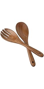 LEHAHA Wooden Pasta Spoon with Teeth Spaghetti Fork Tongs 13'' Pasta Forks Serving Utensils Acacia Wood Spaghetti Server Spoons Ladle Pastas Spatula Kitchen Tool Spaghettis Scoop Strainer Noodle Spoon