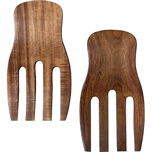 LEHAHA Wooden Pasta Spoon with Teeth Spaghetti Fork Tongs 13'' Pasta Forks Serving Utensils Acacia Wood Spaghetti Server Spoons Ladle Pastas Spatula Kitchen Tool Spaghettis Scoop Strainer Noodle Spoon