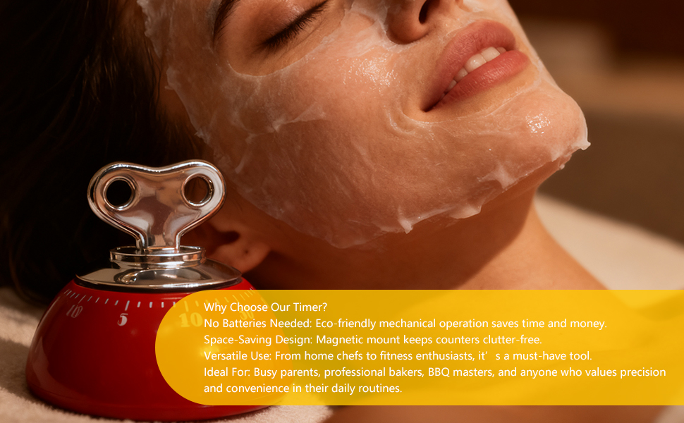 Kitchen Timers for Cooking, 100% Mechanical Wind Up Egg Timer with Magnetic Back No Batteries Required