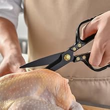 Kitchen Scissors - Heavy Duty Kitchen Shears with Stainless Steel Titanium-Coated Blades for Food, Poultry, Meat & Herbs - Sharp All Purpose Cooking Scissors Dishwasher Safe