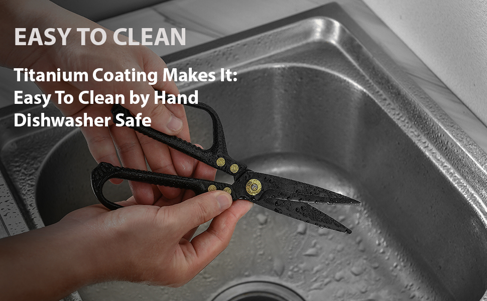 Kitchen Scissors - Heavy Duty Kitchen Shears with Stainless Steel Titanium-Coated Blades for Food, Poultry, Meat & Herbs - Sharp All Purpose Cooking Scissors Dishwasher Safe