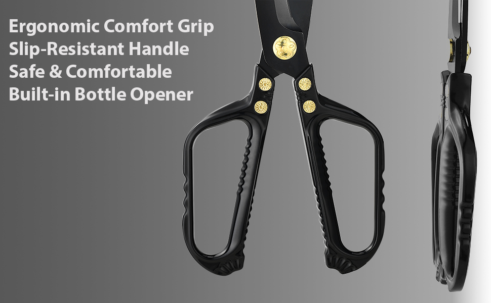 Kitchen Scissors - Heavy Duty Kitchen Shears with Stainless Steel Titanium-Coated Blades for Food, Poultry, Meat & Herbs - Sharp All Purpose Cooking Scissors Dishwasher Safe