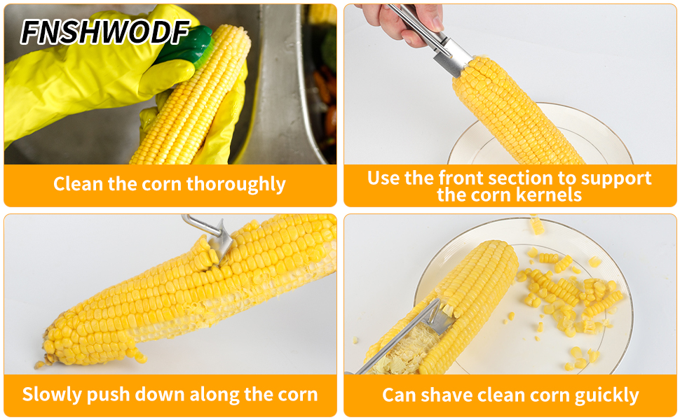 Professional Corn Peeler for Corn on the Cob, 2-Pack Stainless Steel Corn Stripper Tool with Long Handle & Safety Guard, Efficient Corn Kernel Remover for Kitchen, Wedding Favors, Party Supplies (2)