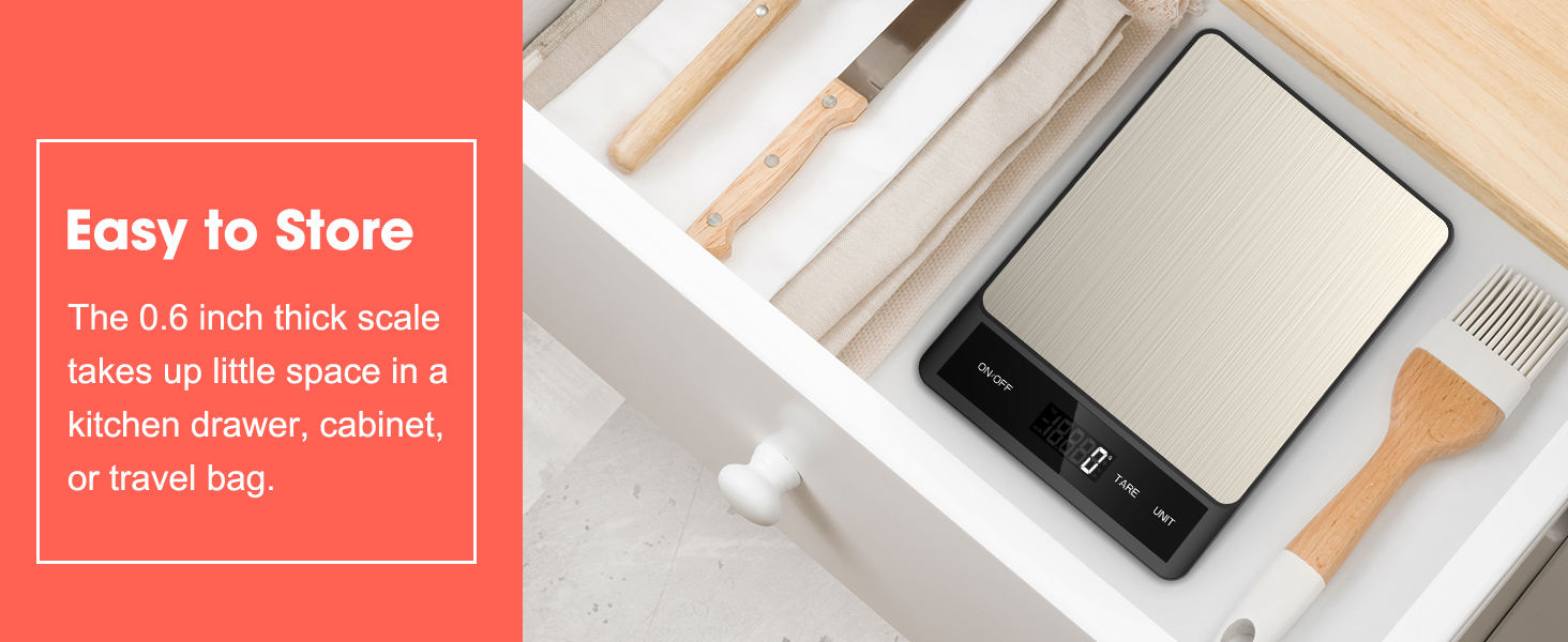 Mik-Nana Food Scale, Digital Kitchen Scale with 6 Units Tare Function & LCD Display, 11lb Stainless Steel Weight Grams and Ounces for Baking, Cooking and Meal Prep (Batteries Included)