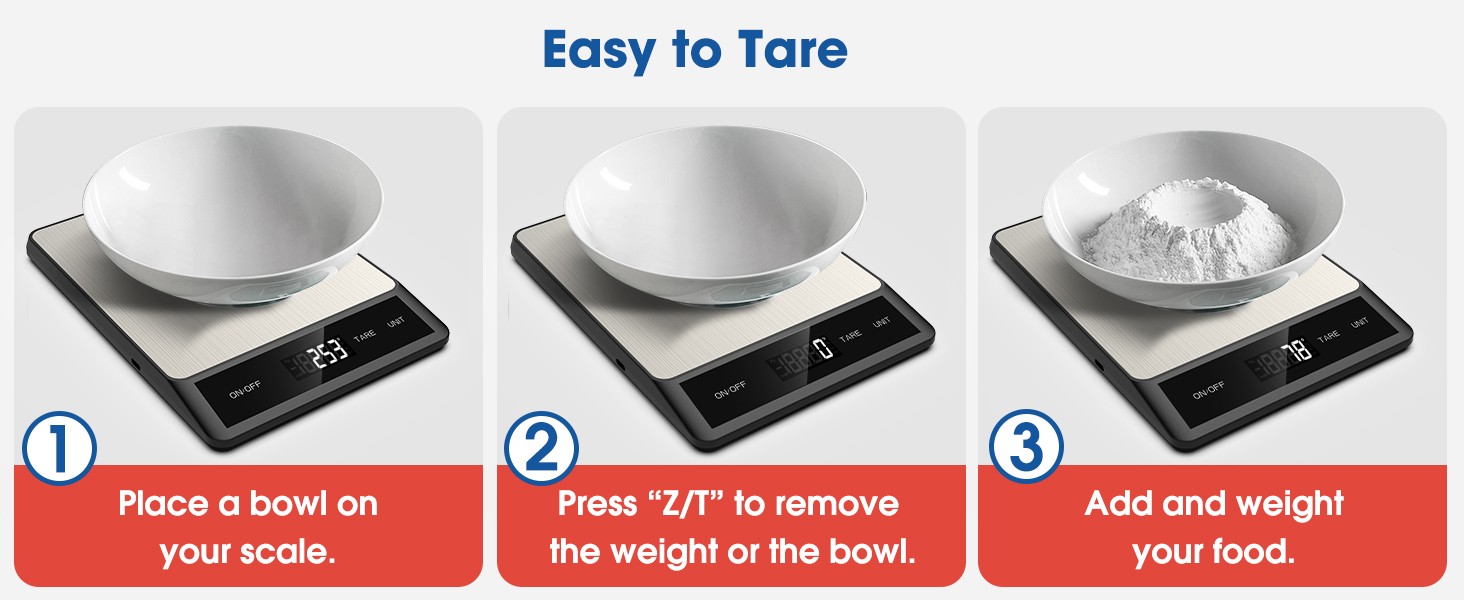 Mik-Nana Food Scale, Digital Kitchen Scale with 6 Units Tare Function & LCD Display, 11lb Stainless Steel Weight Grams and Ounces for Baking, Cooking and Meal Prep (Batteries Included)