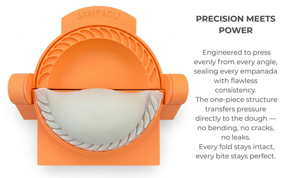 Irrompible Empanada Maker Press, Sampaoli Unbreakable Collection, 3D Printed PETG, Professional Dumpling, Calzone Maker Machine, Heavy-Duty Tortilla Crimper, Made in USA.