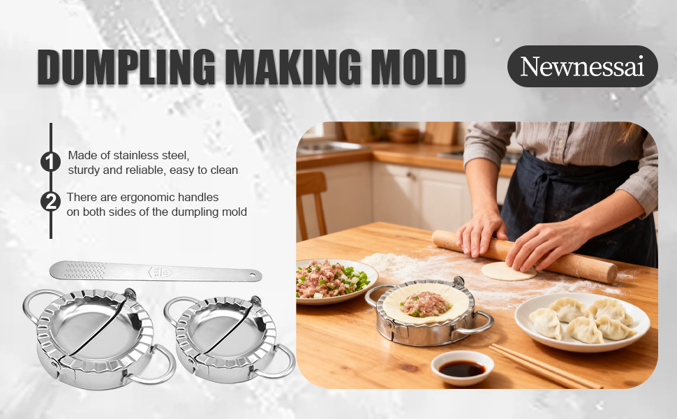 Stainless Steel Dumpling Maker Kit With Stuffing Spoon, Includes 2Pcs Small Dumpling Molds and 2 Large Ravioli Maker Press, Easy-tool for Dumpling Pastry Pie Making