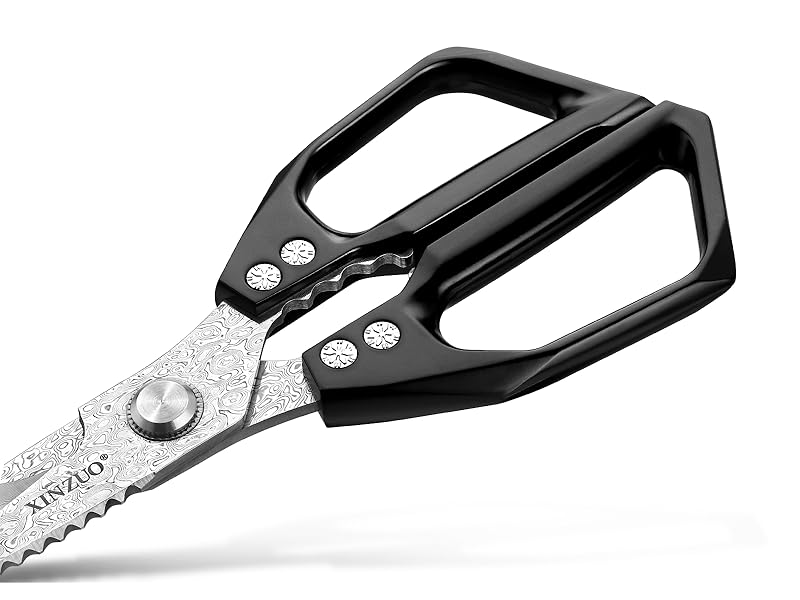 XINZUO Sharp Kitchen Scissors with Black Handle,110 Layers Damascus Steel Multipurpose Heavy Duty Kitchen Shears for Poultry/Vegetables/Fish/Nuts