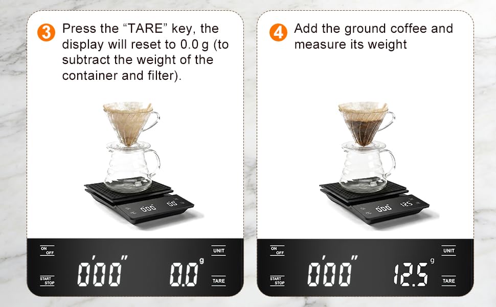 Coffee Scale with Timer, 3kg/0.1g High Precision Espresso Scale, Digital Kitchen Scale for Espresso and Pour-Over Coffee (Batteries Included)