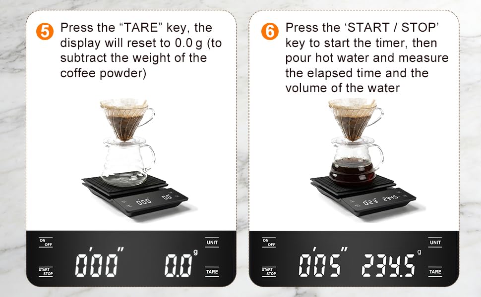 Coffee Scale with Timer, 3kg/0.1g High Precision Espresso Scale, Digital Kitchen Scale for Espresso and Pour-Over Coffee (Batteries Included)
