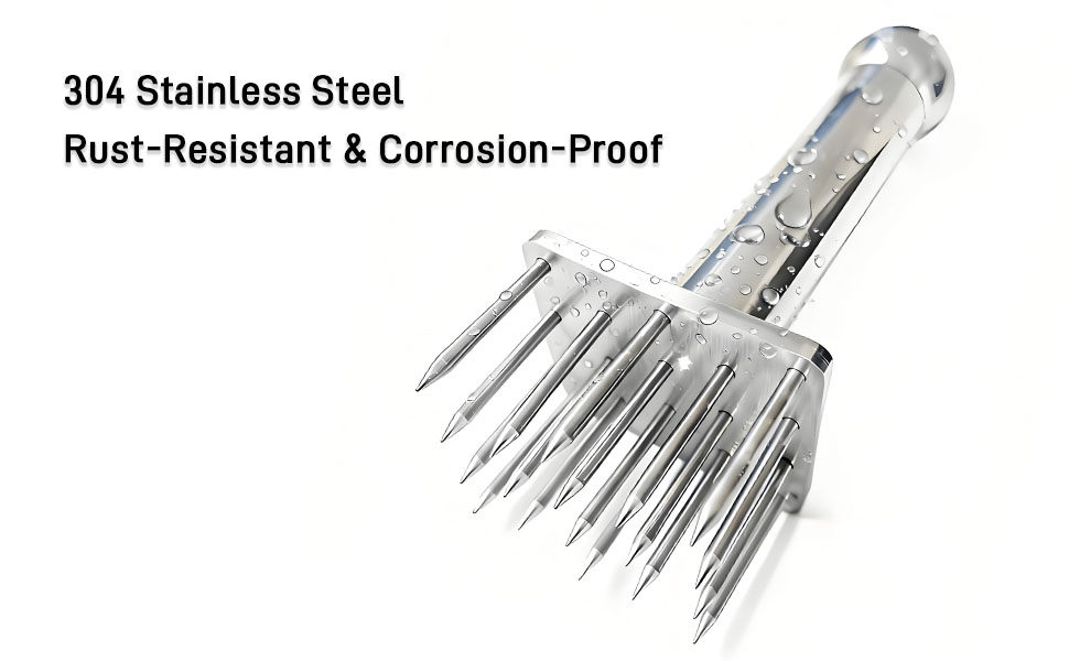 Stainless Steel Meat Tenderizer Tool with 18 Needles - No Spring Design, Dishwasher Safe for Steak, Chicken, Pork, and Beef