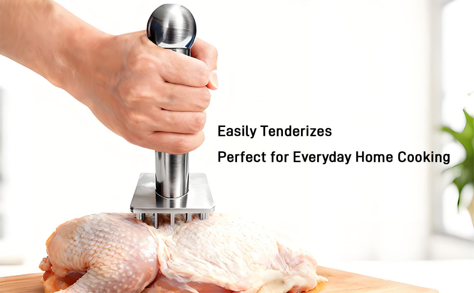 Stainless Steel Meat Tenderizer Tool with 18 Needles - No Spring Design, Dishwasher Safe for Steak, Chicken, Pork, and Beef