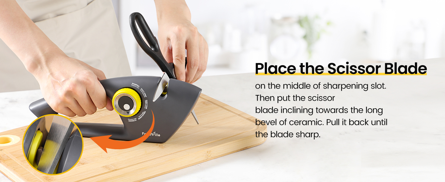 5 in 1 Knife Sharpener with 5 Stages including Tungsten, Diamond, Ceramic for Scissors and All Kinds of Kitchen Knives with Straight and Serrated Blades