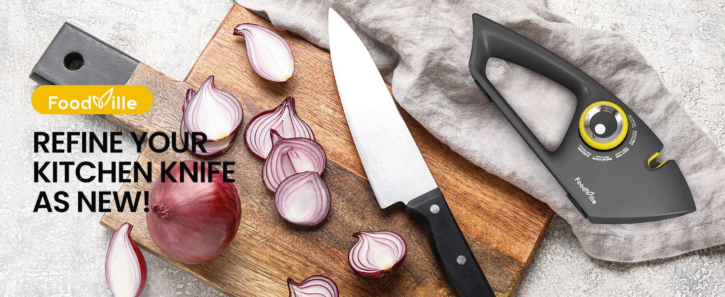 5 in 1 Knife Sharpener with 5 Stages including Tungsten, Diamond, Ceramic for Scissors and All Kinds of Kitchen Knives with Straight and Serrated Blades