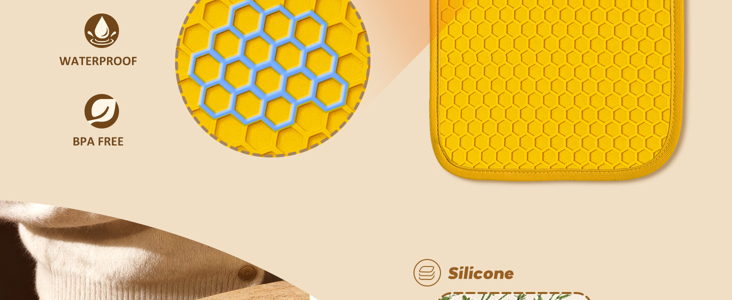 Slohif Silcone Flower Pot Holders for Kitchen - 100% Cotton Beige Cute Retro Oven Potholders with Pockets, Heat Resistant Square Thick Hot Pads, House New Home Baking Baker Gifts,2pack