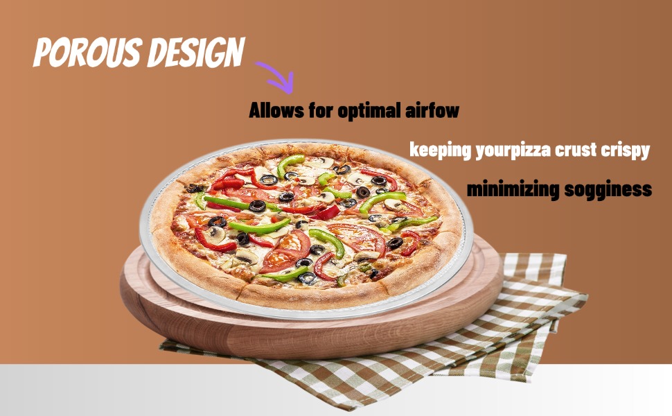 Astero 16inch Non-Stick Pizza Pan for Oven Baking Perforated Aluminum Pizza Screen for Pizza Bread and Cookies Easy to Clean & Reusable Baking Tray (3Pcs, 16