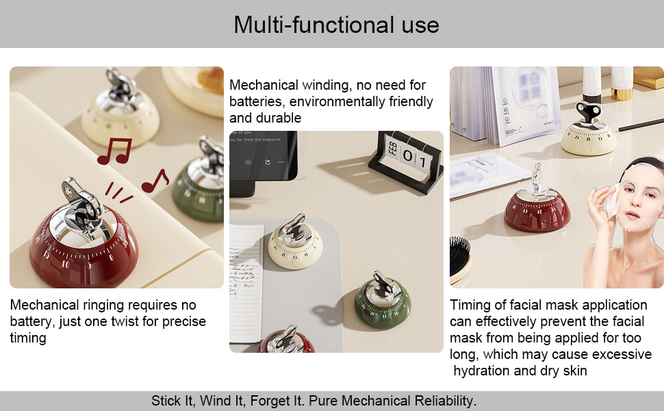 Retro Mechanical Kitchen Timer,60-Minute Countdown with Magnetic Back, Wind-Up Design, Loud Alarm for Cooking, Home Use（White and Plastic Material）