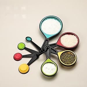 Premium Adjustable Measuring Cups and Spoons Set, 8-Piece | Collapsible Space-Saving Design for Easy Storage, Dishwasher Safe Silicone Kit for Baking, Cooking & Camping Essentials.