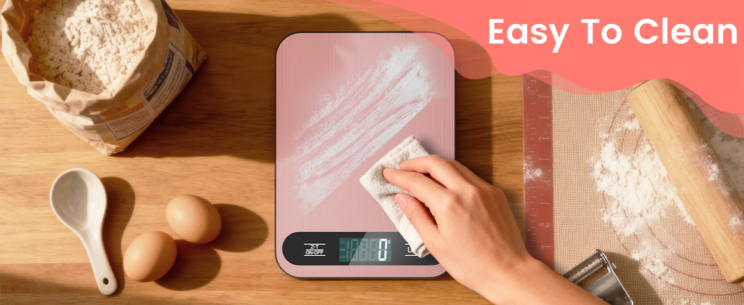 Premium Digital Kitchen Scale, Precision Accurate to 1g, Stainless Steel with LCD Display, 6 Units with Tare Function，Pink - Perfect for Baking, Cooking, and Coffee