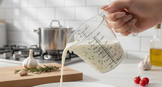 Laser-Etched Measuring Cup Set, 8 oz & 16 oz Clear Plastic Liquid Measuring Cups, Permanent oz/cup/Tbsp/mL Markings, Food-Grade for Baking & Cooking