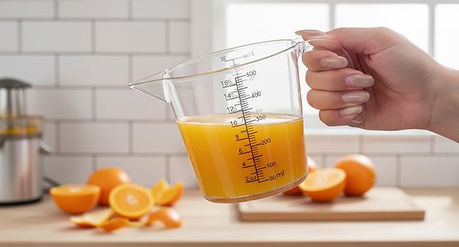 Laser-Etched Measuring Cup Set, 8 oz & 16 oz Clear Plastic Liquid Measuring Cups, Permanent oz/cup/Tbsp/mL Markings, Food-Grade for Baking & Cooking