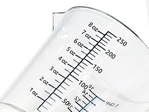 Laser-Etched Measuring Cup Set, 8 oz & 16 oz Clear Plastic Liquid Measuring Cups, Permanent oz/cup/Tbsp/mL Markings, Food-Grade for Baking & Cooking