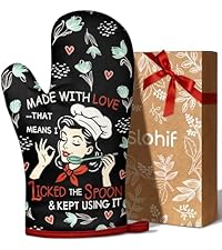 Slohif Funny Oven Mitt Heat Resistant for Women - 2 Pack Cat Cute Novelty Cool Kitchen Oven Mittens with 100% Cotton for Baking and Cooking Accessories