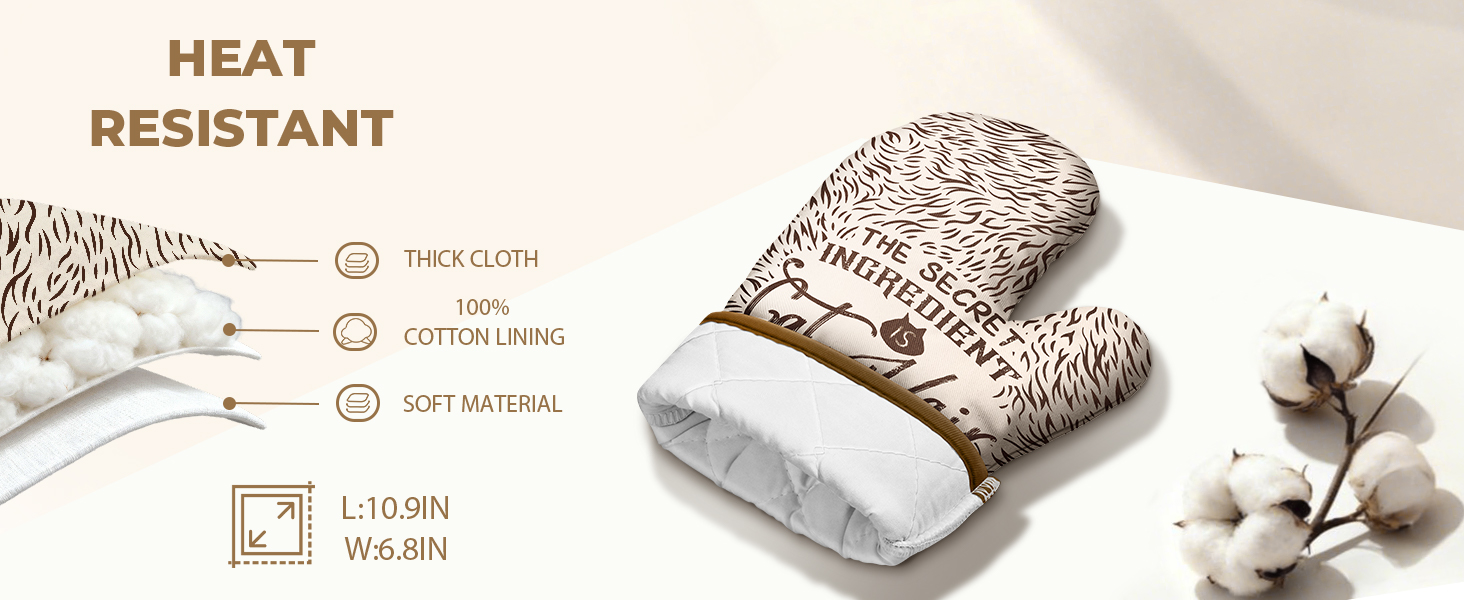 Slohif Funny Oven Mitt Heat Resistant for Women - 2 Pack Cat Cute Novelty Cool Kitchen Oven Mittens with 100% Cotton for Baking and Cooking Accessories