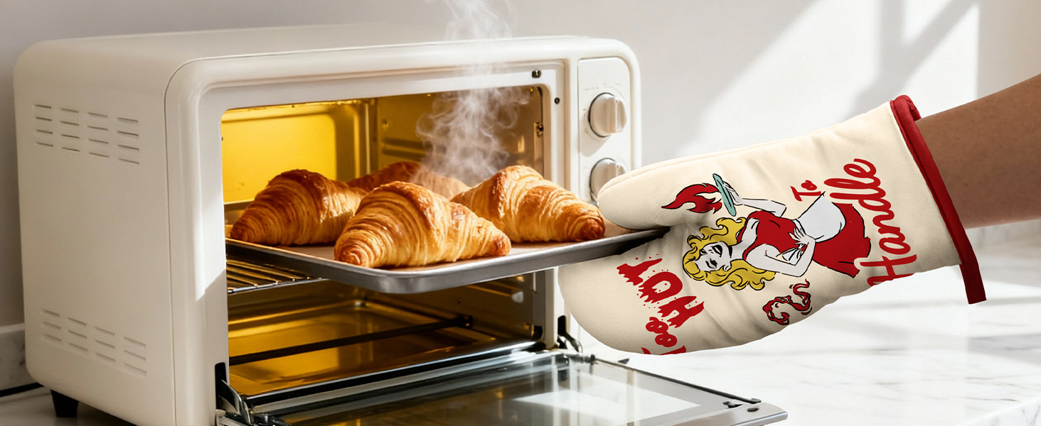 Slohif Funny Oven Mitt Heat Resistant for Women - 2 Pack Cat Cute Novelty Cool Kitchen Oven Mittens with 100% Cotton for Baking and Cooking Accessories