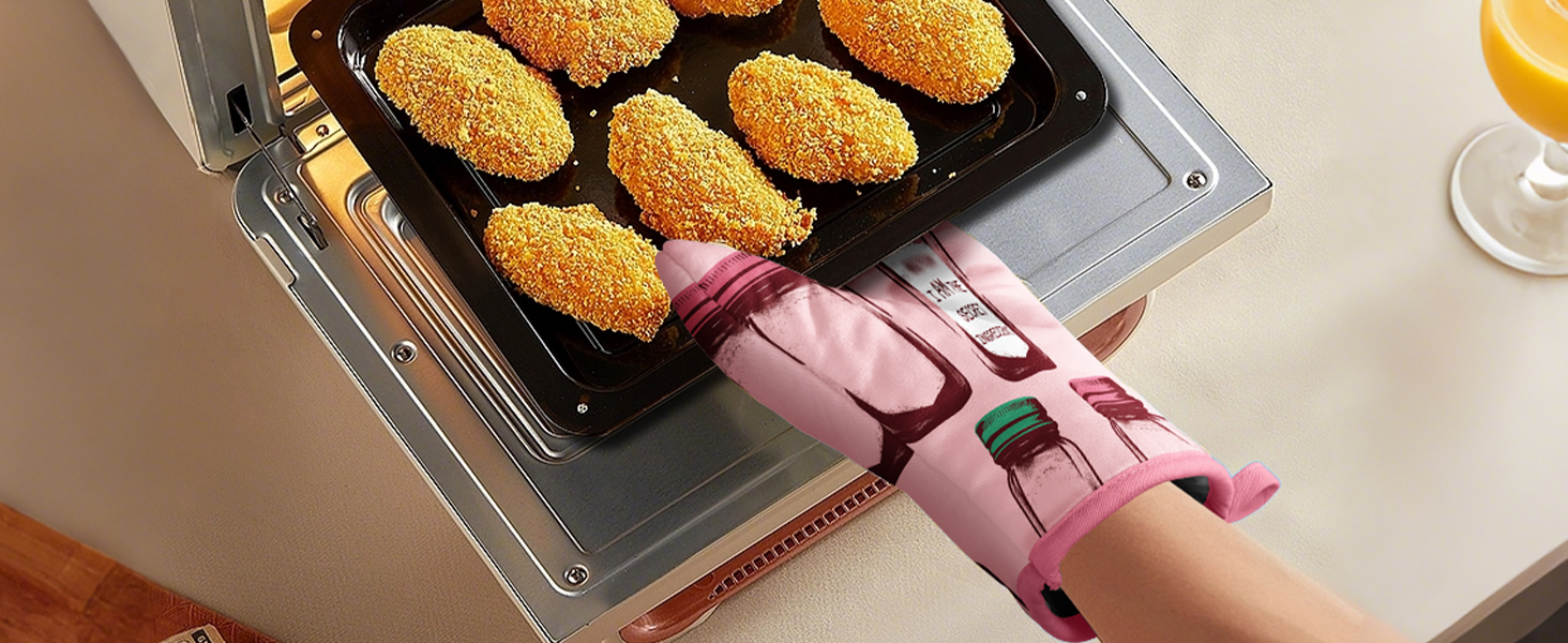 Slohif Funny Oven Mitt Heat Resistant for Women - 2 Pack Cat Cute Novelty Cool Kitchen Oven Mittens with 100% Cotton for Baking and Cooking Accessories