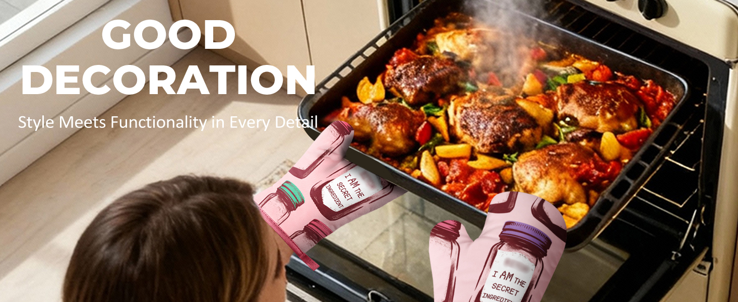 Slohif Funny Oven Mitt Heat Resistant for Women - 2 Pack Cat Cute Novelty Cool Kitchen Oven Mittens with 100% Cotton for Baking and Cooking Accessories